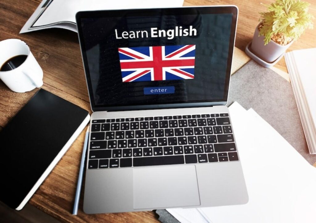 Learn english language online education concept