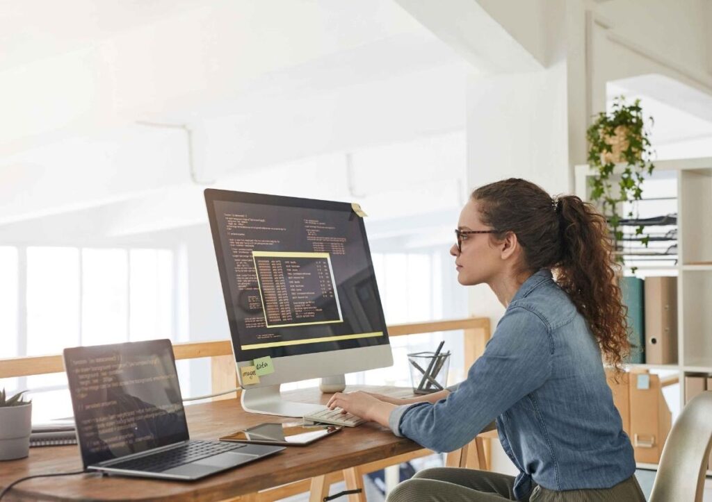 girl executing a code