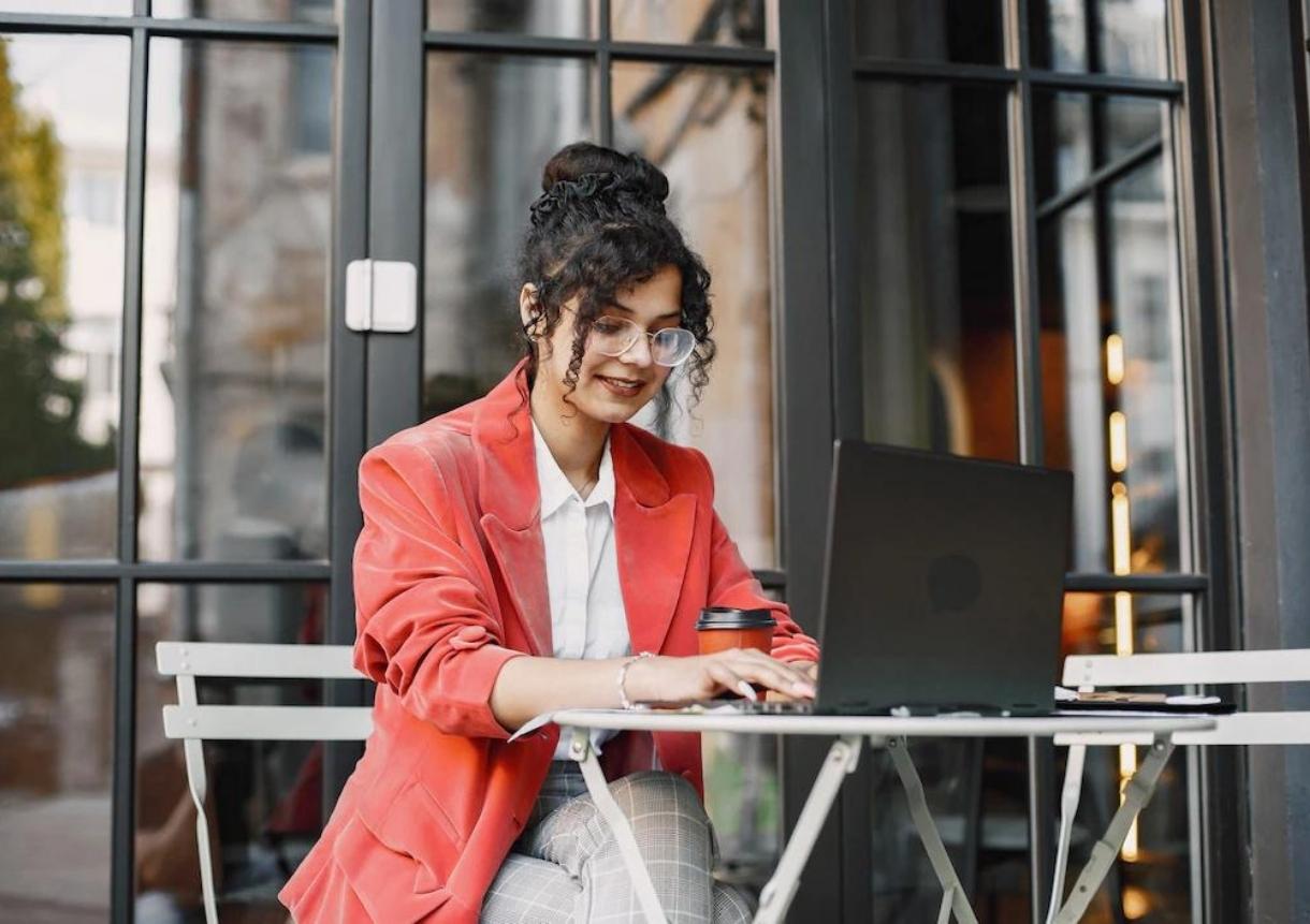 woman working on a laptop