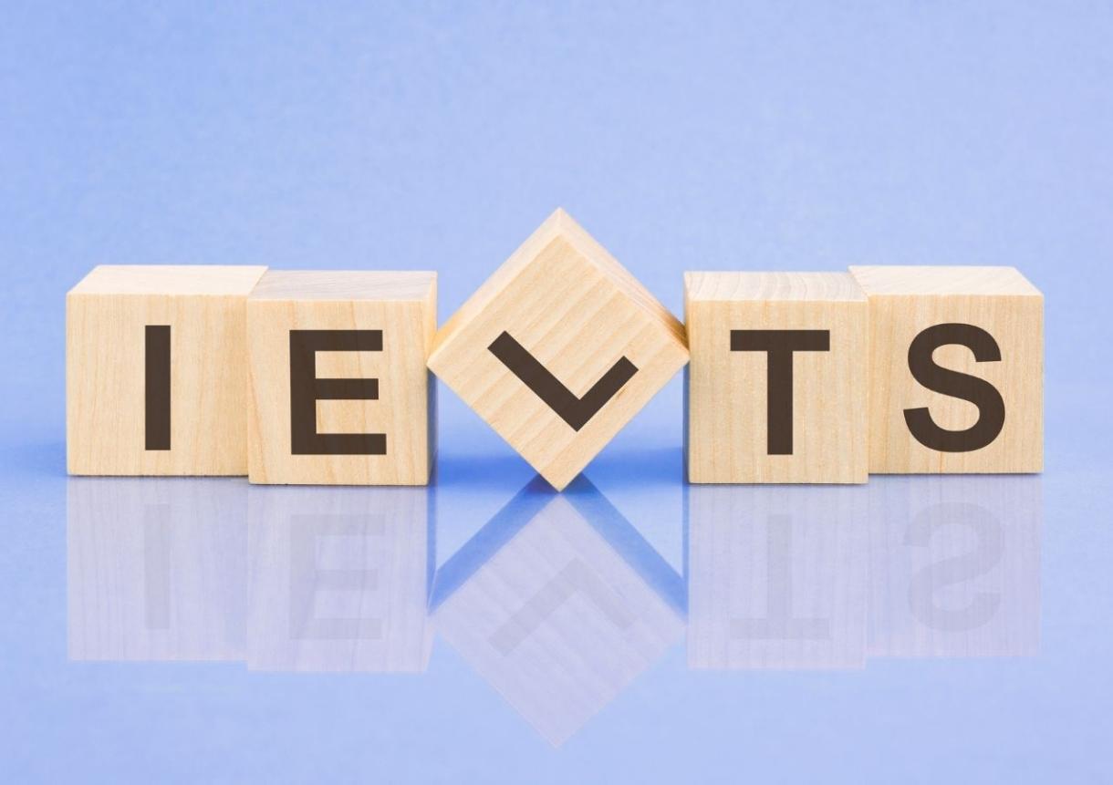 Ielts word is written on wooden cubes