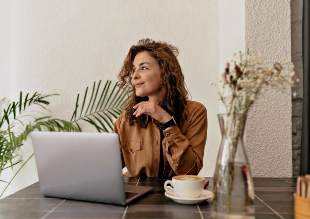 Irish women working on a laptop