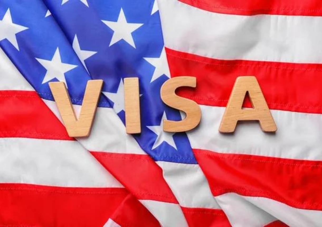 word VISA on flag of USA
